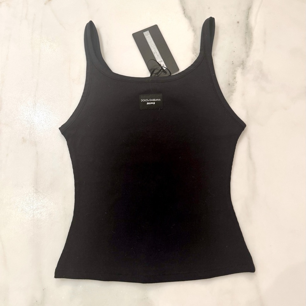 SKIMS X DOLCE & GABBANA COTTON RIBBED SCOOP TANK, Size S NWT